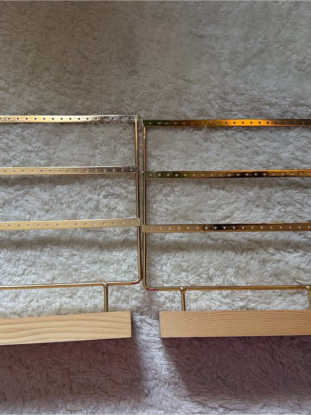 Gold Metal Wall Jewelry Organizer with Wood Base